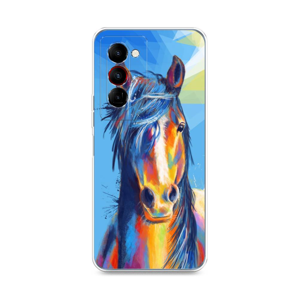

Чехол на Tecno Camon 18 Premier "Лошадь арт 3", Голубой;желтый;синий, 300850-1