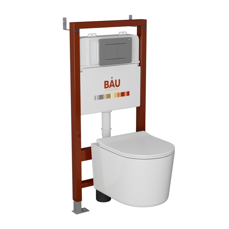 фото Комплект bau 6 в 1: инсталляция bau pro, унитаз bau hotel pro, кнопка stil gun grey bauedge