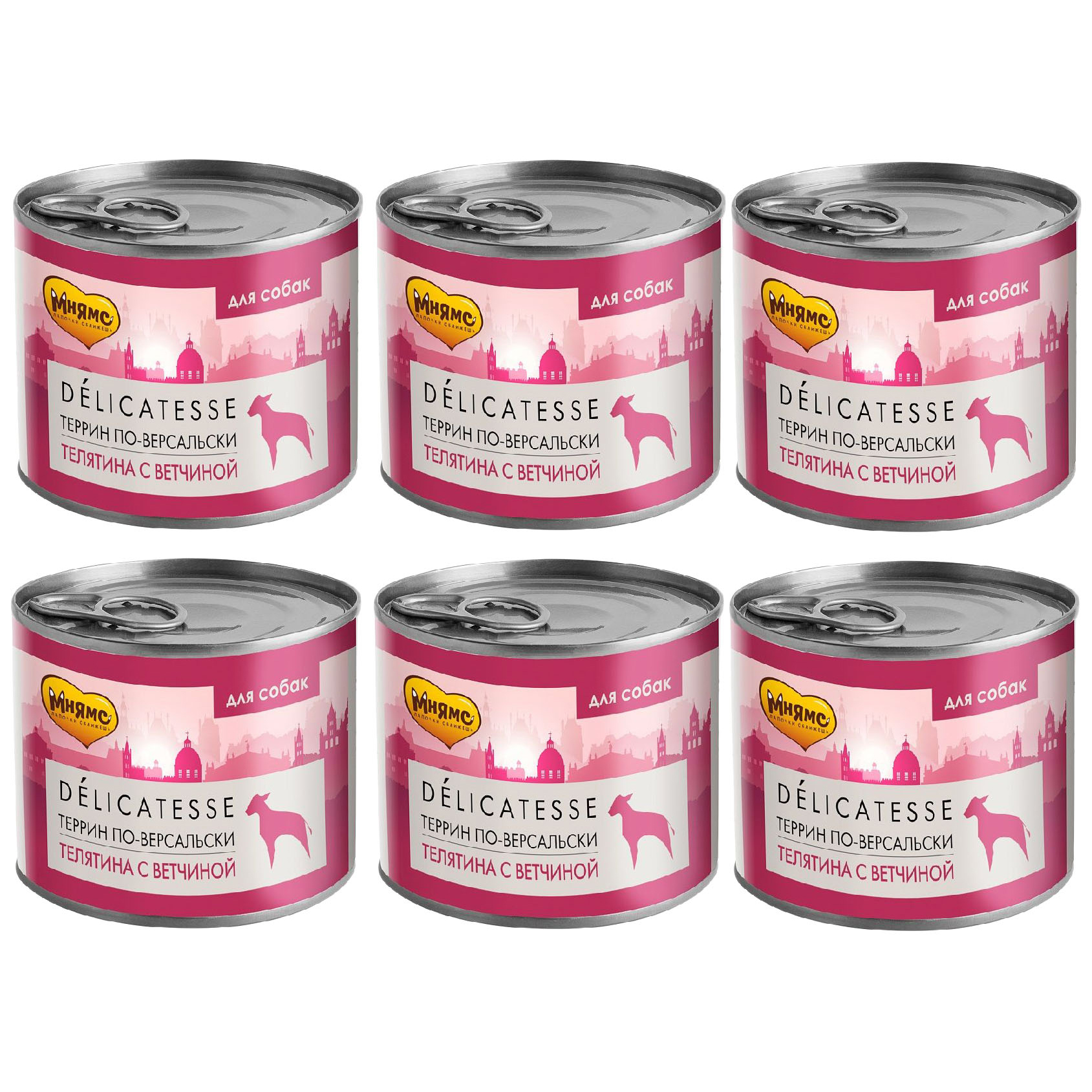 

Паштет для собак Мнямс Террин по-версальски из телятины с ветчиной 6 шт по 200 г