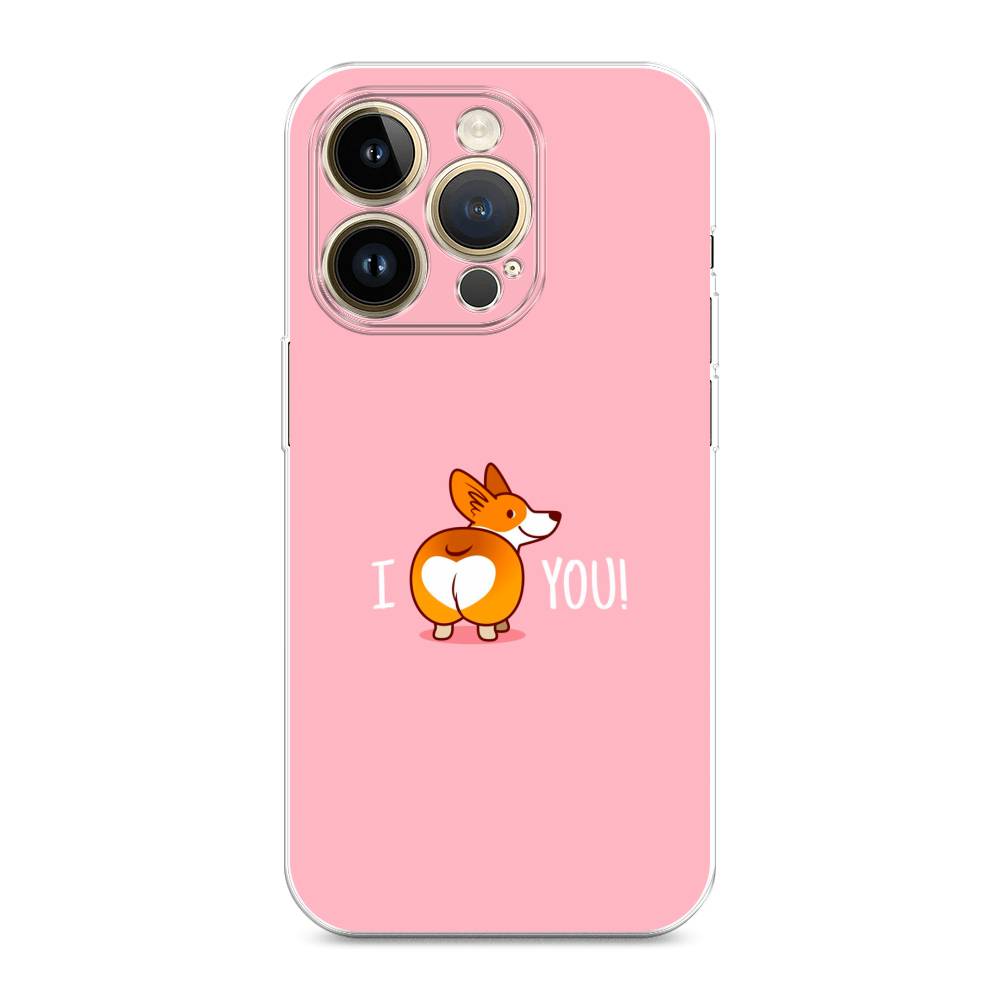 

Чехол на Apple iPhone 14 Pro Max "Корги I love you", Розовый;коричневый;белый, 15050-1