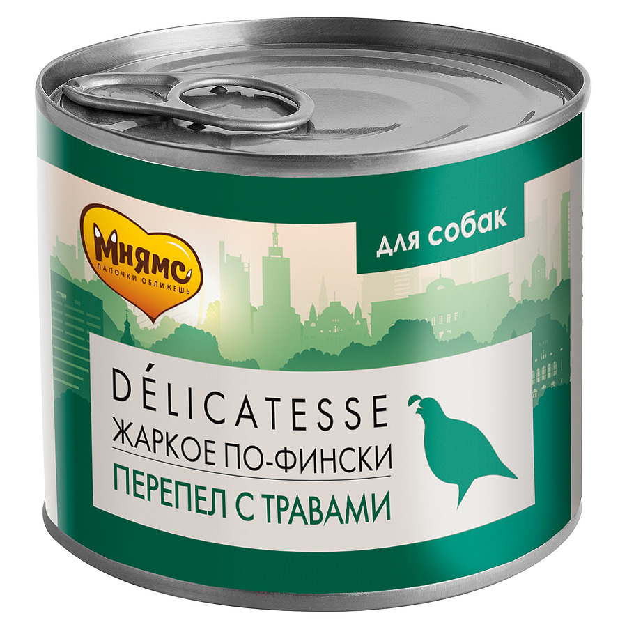 

Паштет для собак Мнямс Жаркое по-фински из перепёлки с травами 6 шт по 200 г