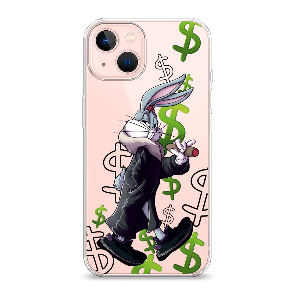 

Чехол на Apple iPhone 13 "Rich Bugs Bunny", Зеленый;черный;голубой, 14250-6