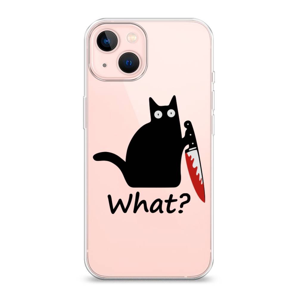 

Чехол на Apple iPhone 13 "Котик с ножом", Черный;красный, 14250-6