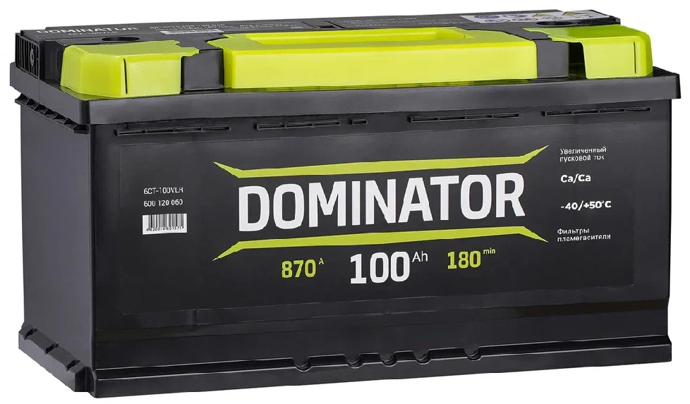 Аккумулятор Dominator 100 А/ч 870 A обр. пол. Евро авто (353x175x190)
