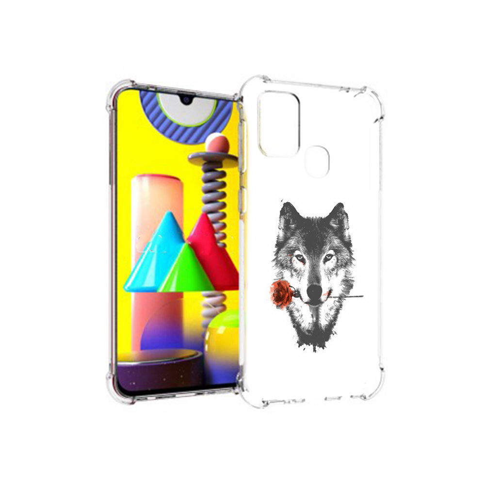 

Чехол MyPads Tocco для Samsung Galaxy M31 волк с розой (PT147019.488.270), Прозрачный, Tocco