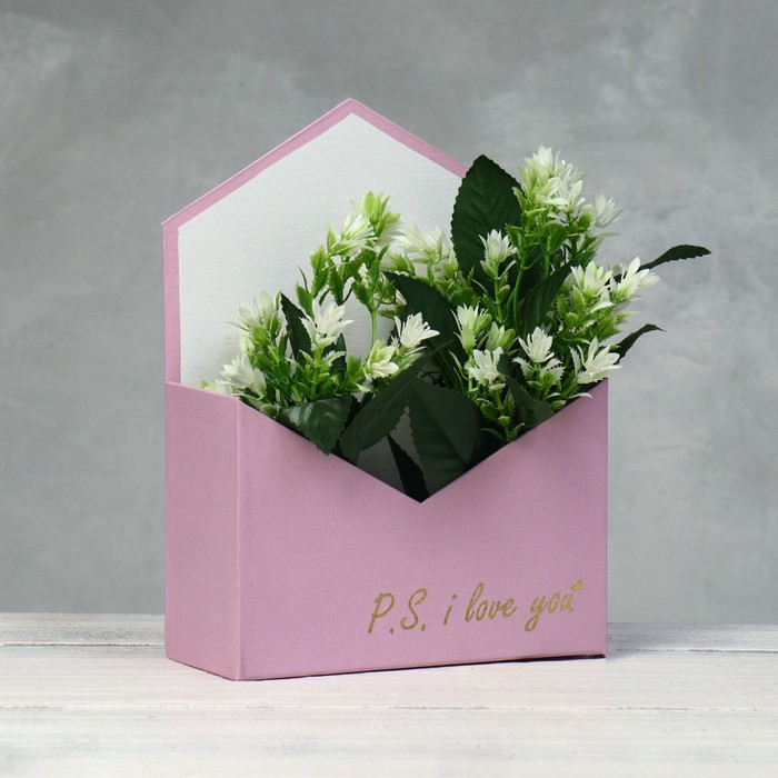 

Конверт с золотым тиснением P.S. I love you, пыльная роза 18 х 24 х 7 см