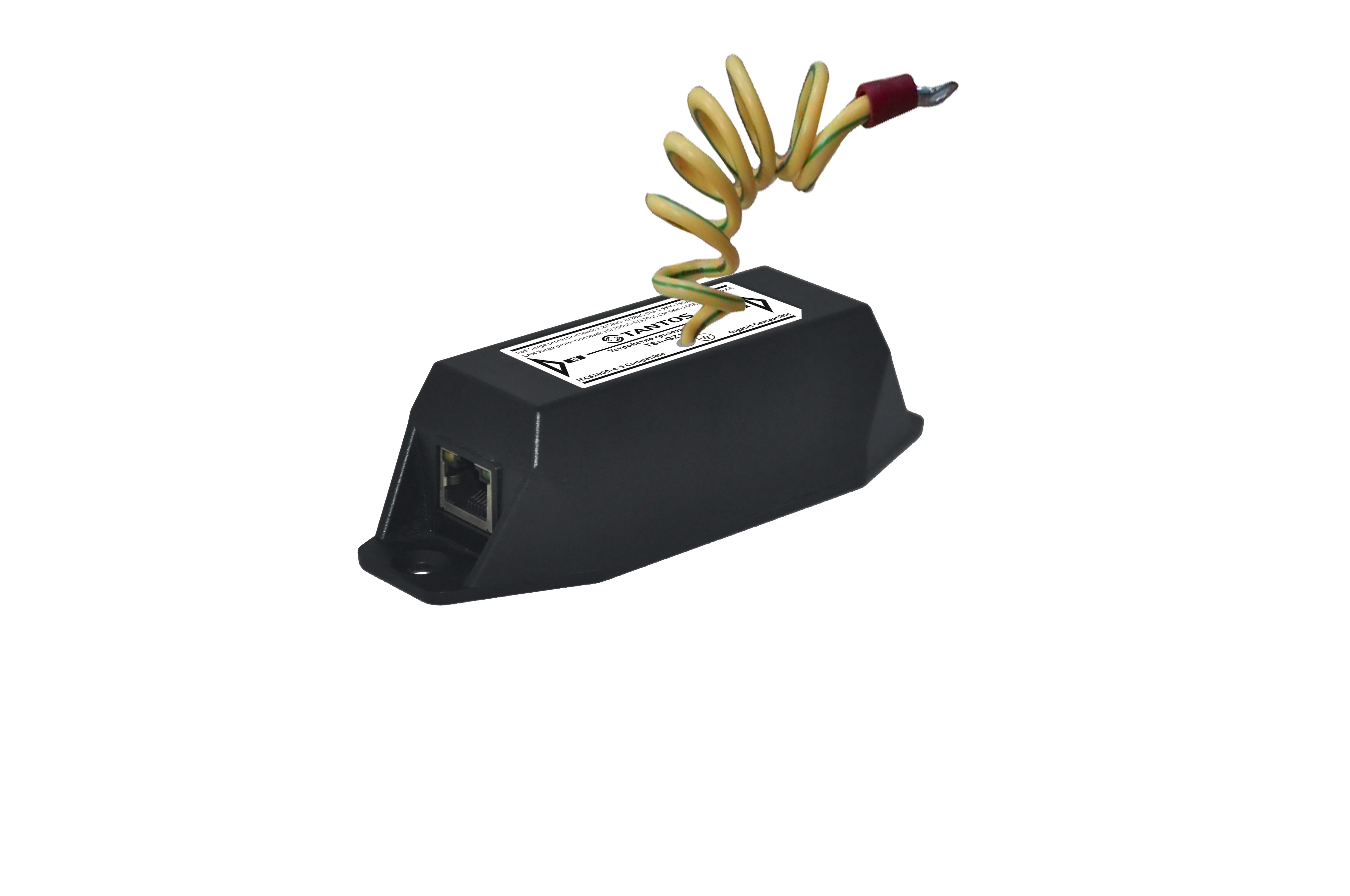 Tantos TSn-GZ14PG  Одноканальное устройство грозозащиты Gigabit Ethernet и PoE (до 4КВ)