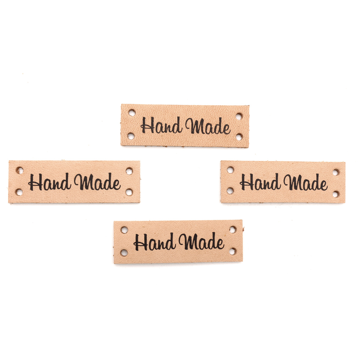 

Набор кожаных бирок пришивных 'Hand Made' 1,4*4см, цв. бежевый, уп.8шт