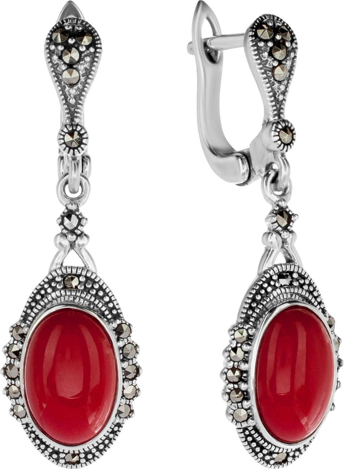

Серьги из серебра с марказитом/кораллом Марказит HE976-6430, HE976-6430