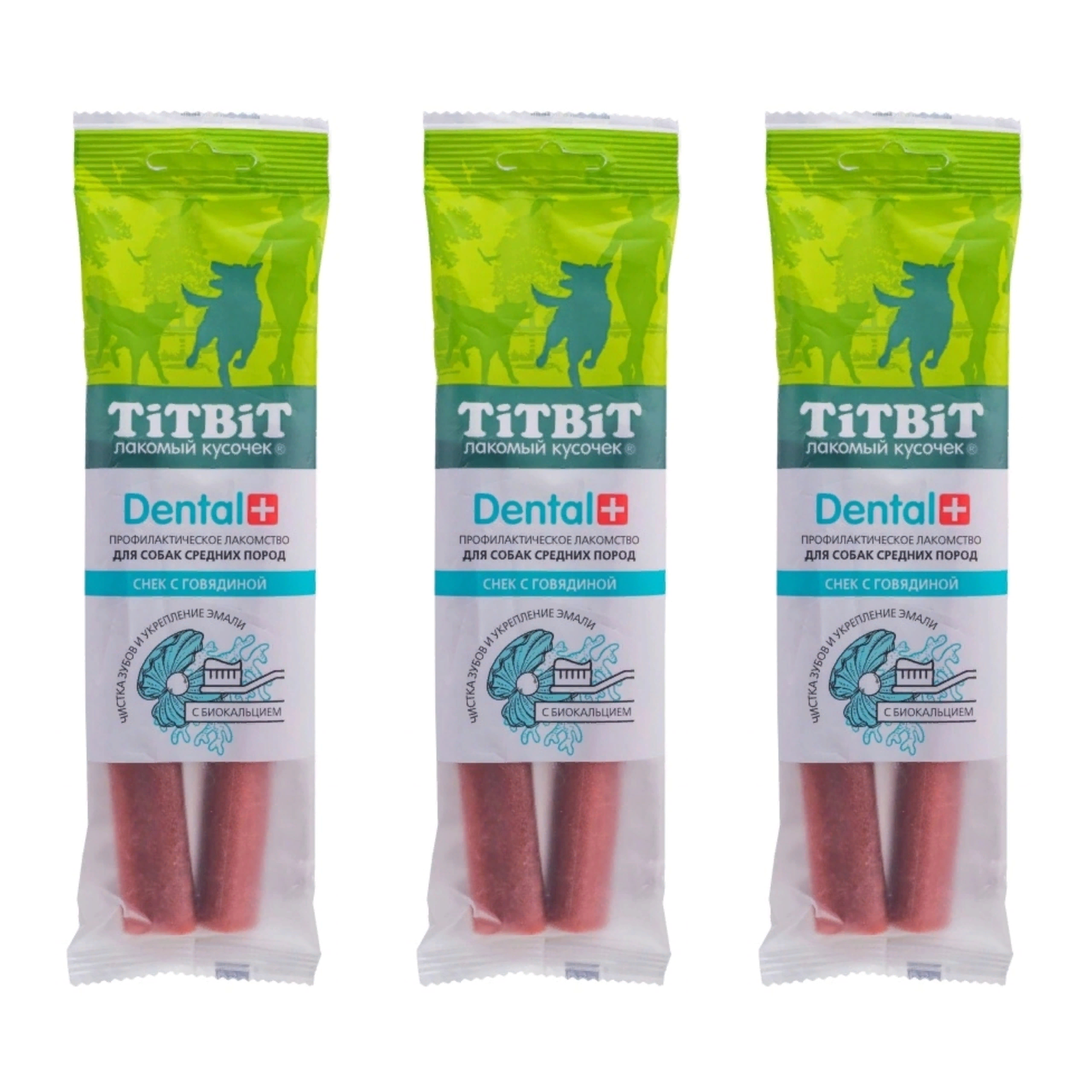 

Лакомство для собак Titbit Dental+ , для средних пород, снек с говядиной, 3 шт, Dental+