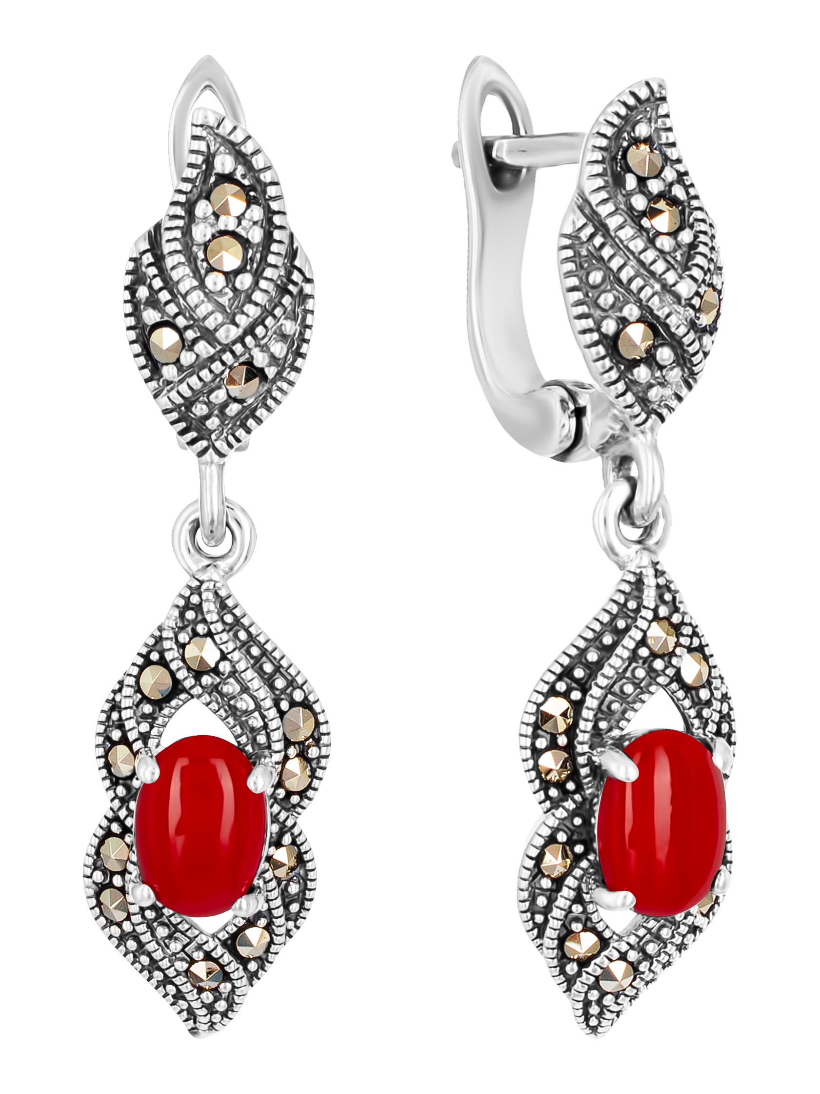 

Серьги из серебра с марказитом/кораллом Марказит HE974-13844, HE974-13844