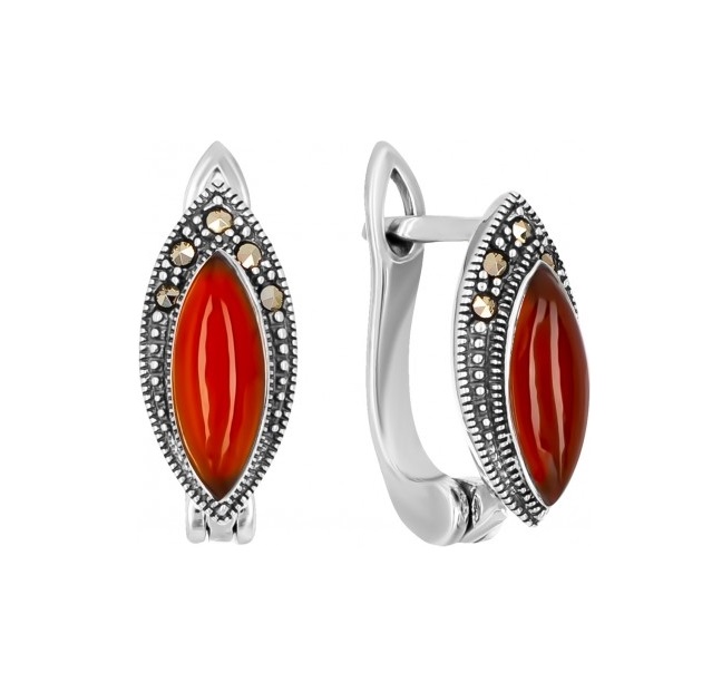 

Серьги из серебра с сердоликом/марказитом Марказит HE837-13869, HE837-13869