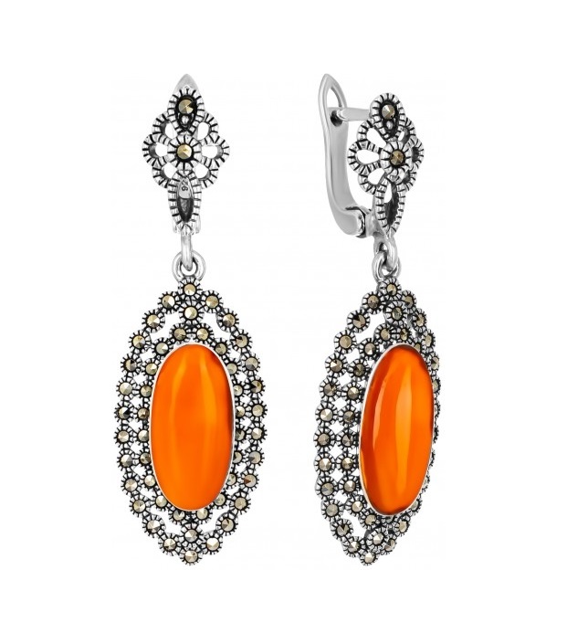 

Серьги из серебра с сердоликом/марказитом Марказит HE1055-13755, HE1055-13755
