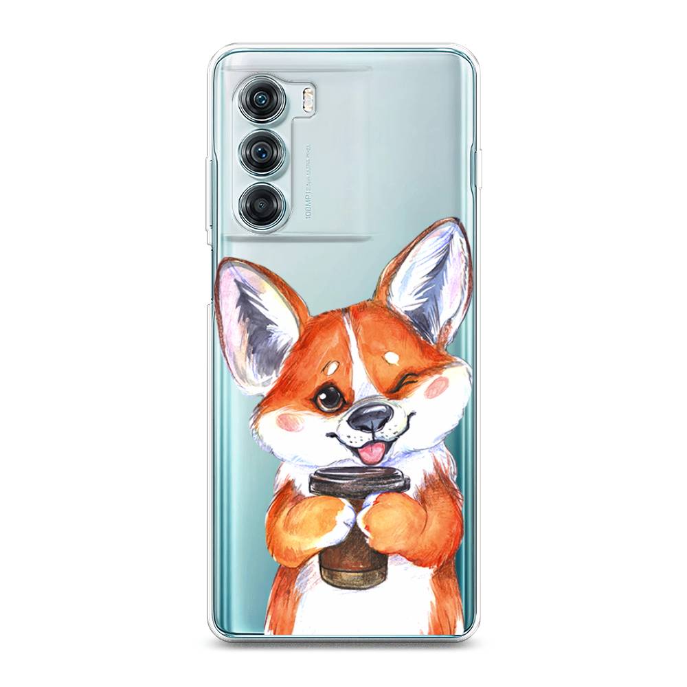 

Чехол на Motorola Moto Edge S30 "Корги с кофе", Оранжевый;белый, 243050-4