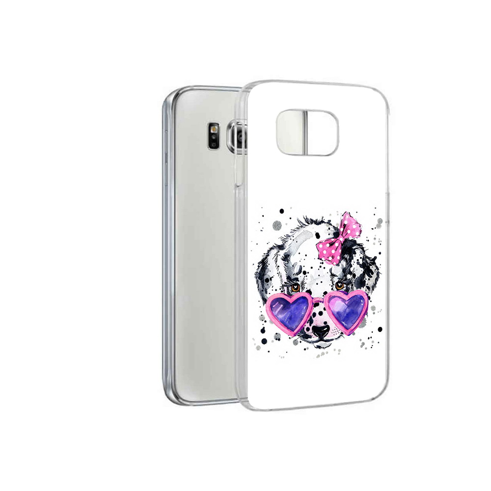 

Чехол MyPads Tocco для Samsung Galaxy S6 долматинец в очках (PT12300.506.337), Прозрачный, Tocco