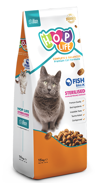 Сухой корм для кошек HOP LIFE Sterilised рыба, для стерилизованных, 15кг