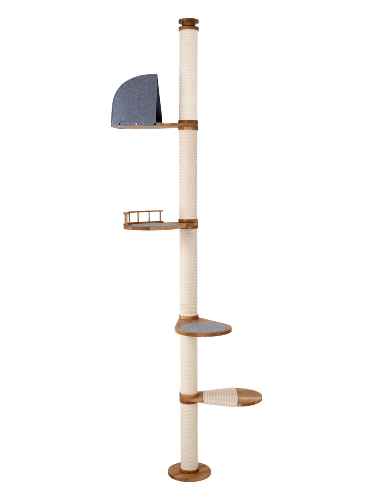 Комплекс для кошек CATSBY FAMILY TREE, белый, дуб, хлопковый канат, 240-255 см