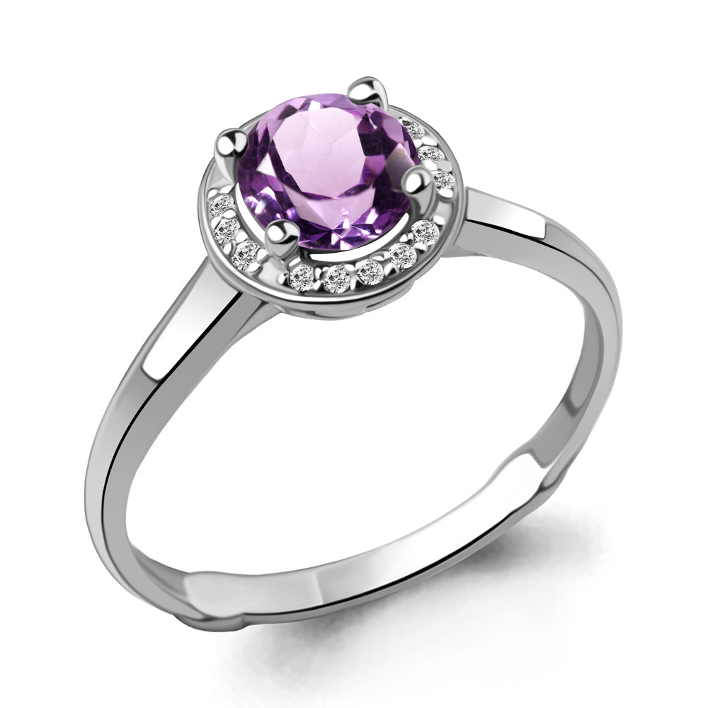 

Кольцо из серебра с аметистом\фианитом Aquamarine Aquamarine 6399104А_925_р р, 6399104А_925_р