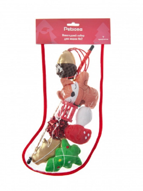 

Игрушки для кошек Petsona Новогодний набор №2, 7 игрушек в наборе