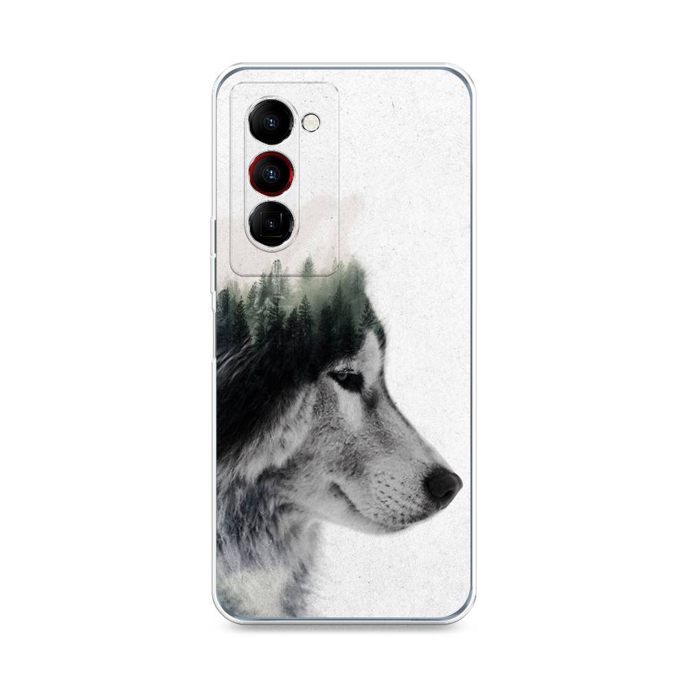 

Чехол на Tecno Camon 18 Premier "Волк лес", Серый;белый, 300850-1