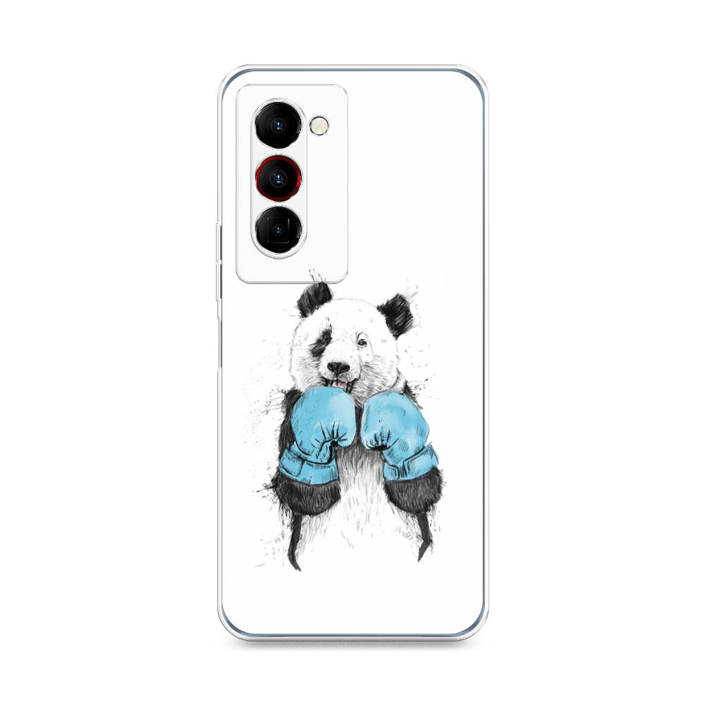 

Чехол на Tecno Camon 18 Premier "Панда боксер", Голубой;белый;серый, 300850-1