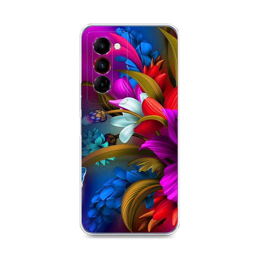 

Чехол на Tecno Camon 18 Premier "Фантастические цветы", Фиолетовый;красный;синий, 300850-2