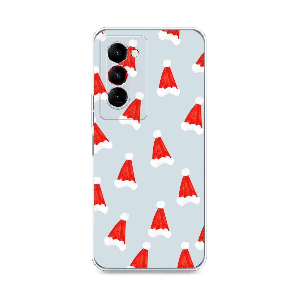 

Чехол на Tecno Camon 18 Premier "Новогодние шапочки", Белый;красный;серый, 300850-5