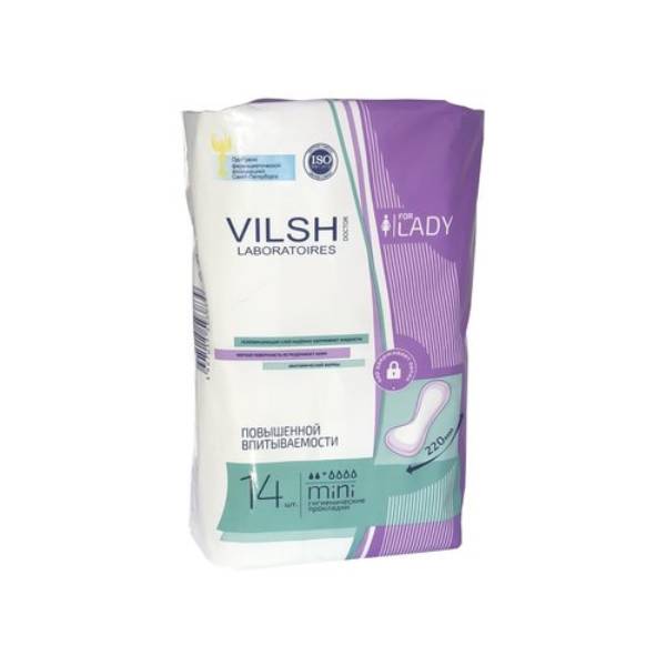 

Прокладки женские Lady Vilsh гигиенические, повышенной впитываемости, мини, 14 шт., Белый