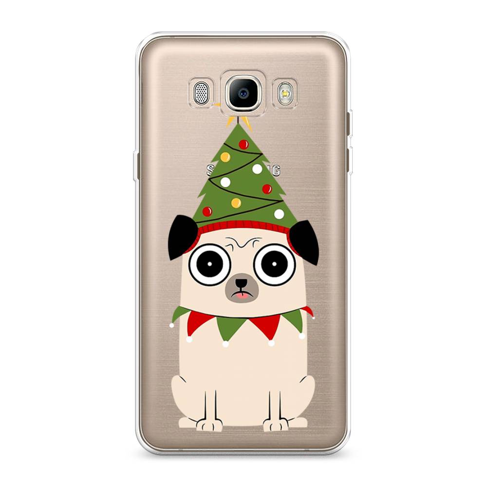 

Чехол на Samsung Galaxy J7 2016 "Собачка с ёлочкой", Бежевый;красный;зеленый, 23050-1