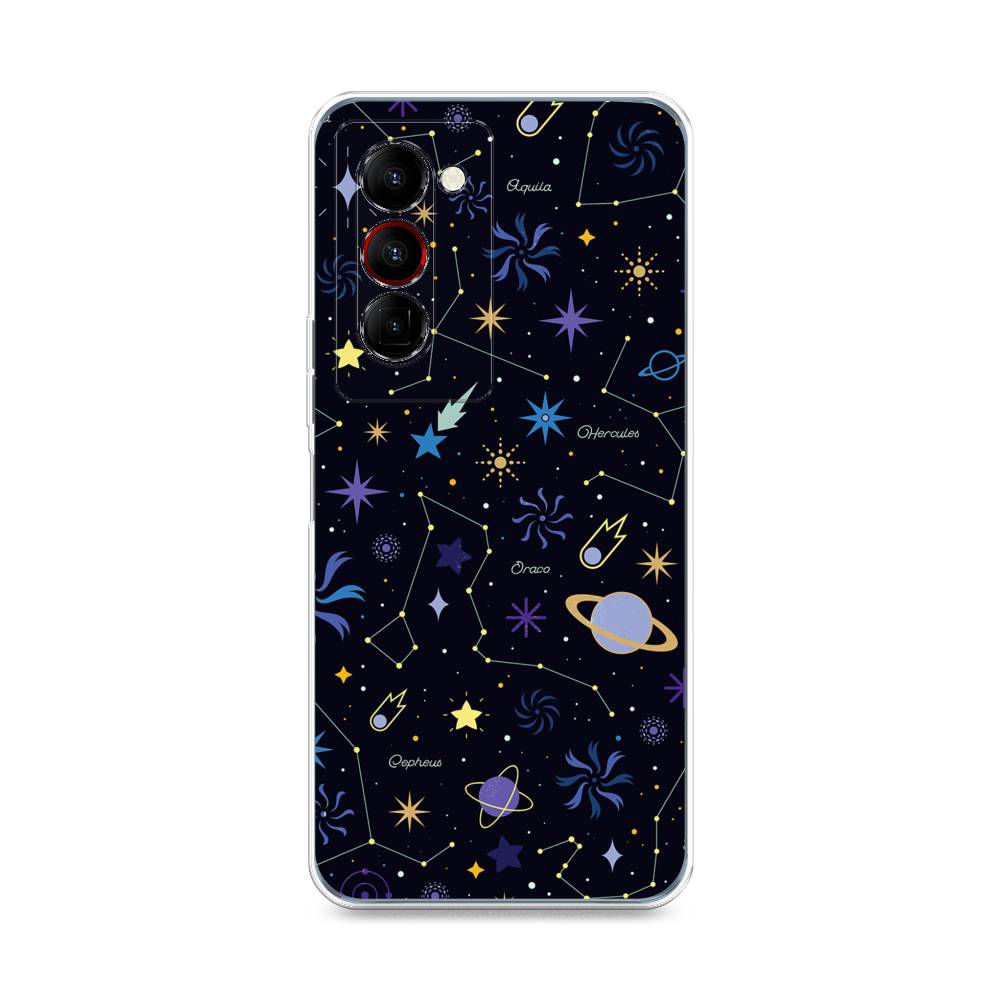 

Чехол на Tecno Camon 18 Premier "Цветной космос", Желтый, 300850-2