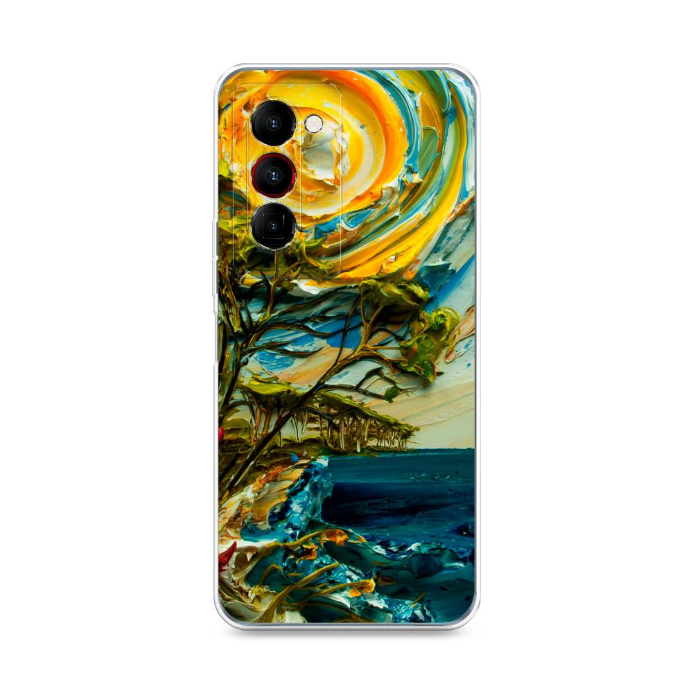 

Чехол на Tecno Camon 18 Premier "Солнце живопись", Желтый;синий, 300850-4