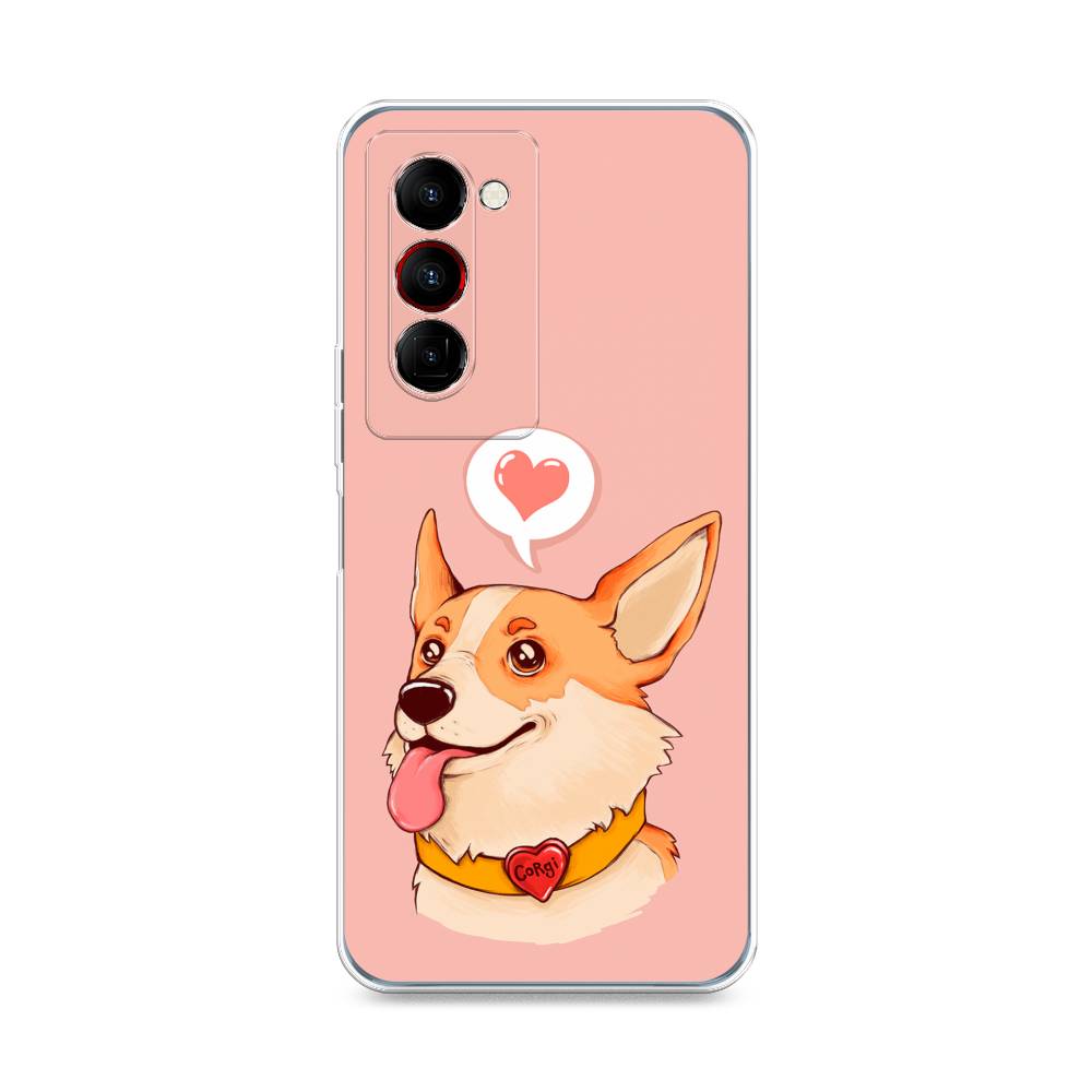 

Чехол на Tecno Camon 18 Premier "Корги язык", Розовый;коричневый, 300850-1