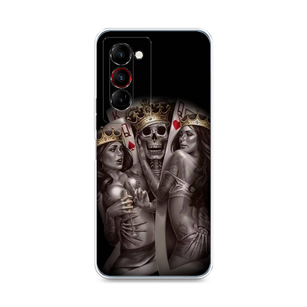 

Чехол на Tecno Camon 18 Premier "Карты король и королевы", Серый;желтый, 300850-6