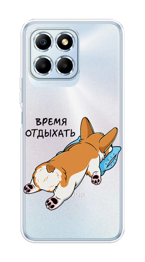 

Чехол на Honor X6 "Корги отдыхает", Черный;коричневый;голубой, 6109550-1