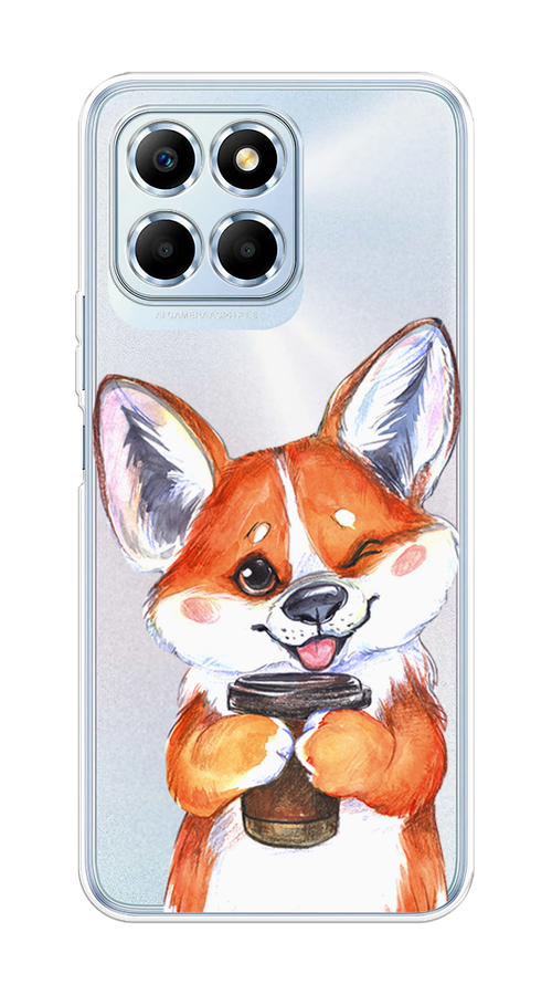 

Чехол на Honor X6 "Корги с кофе", Оранжевый;белый, 6109550-4