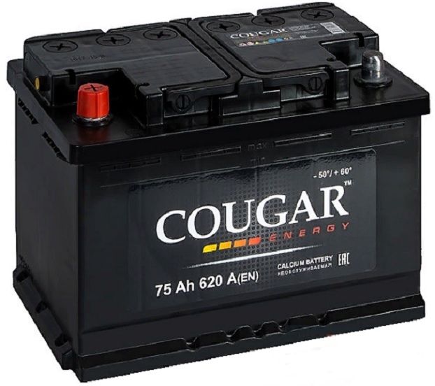Аккумулятор Cougar Energy 75 А/ч 620 A пр.пол. Росс. авто (278x175x190)