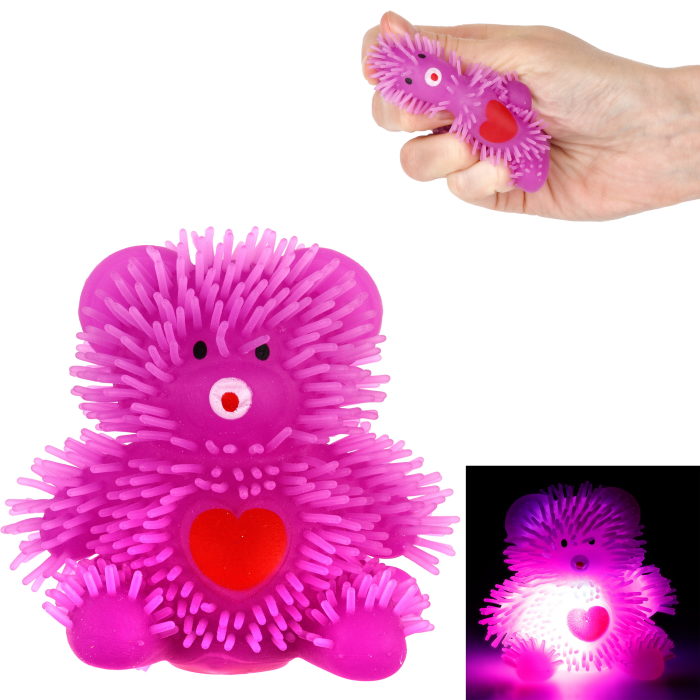 Игрушка-антистресс 1toy Йо-Ёжики, фиолетовый Медвежонок 8 см, со светом интерактивная игрушка 1toy робо пес фиолетовый