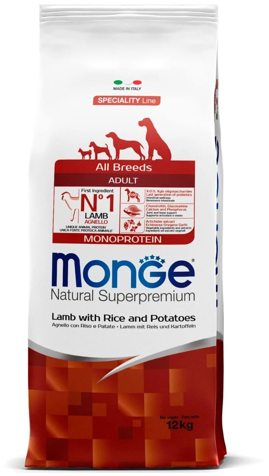 Сухой корм для собак Monge Speciality Line Adult, гипоаллергенный, с ягненком, 12кг