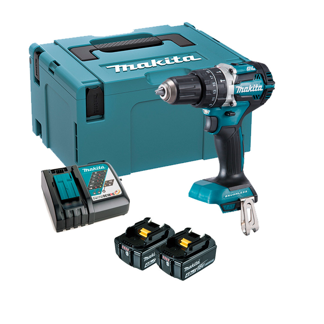 Дрель-шуруповерт Makita DHP484RMJ-1 аккумуляторная бесщеточная ударная дрель шуруповерт интерскол дау 13 18в 574 2 2 70 аккумуляторная бесщеточная ударная li ion апи 2 акб 1 5ач зу