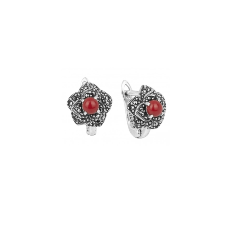 

Серьги из серебра с марказитом/кораллом Марказит HE841-8683, HE841-8683