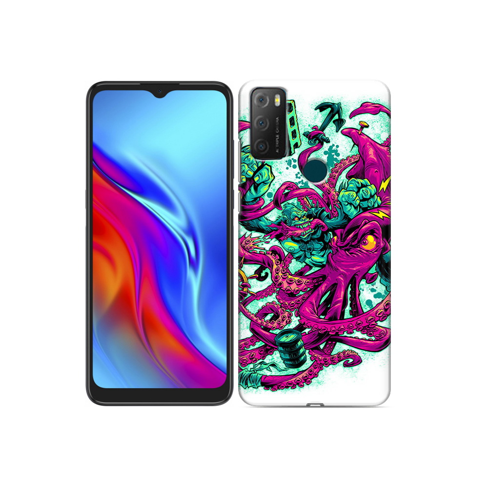 

Чехол MyPads Tocco для TCL 20e фиолетовый кракен, Прозрачный, Tocco