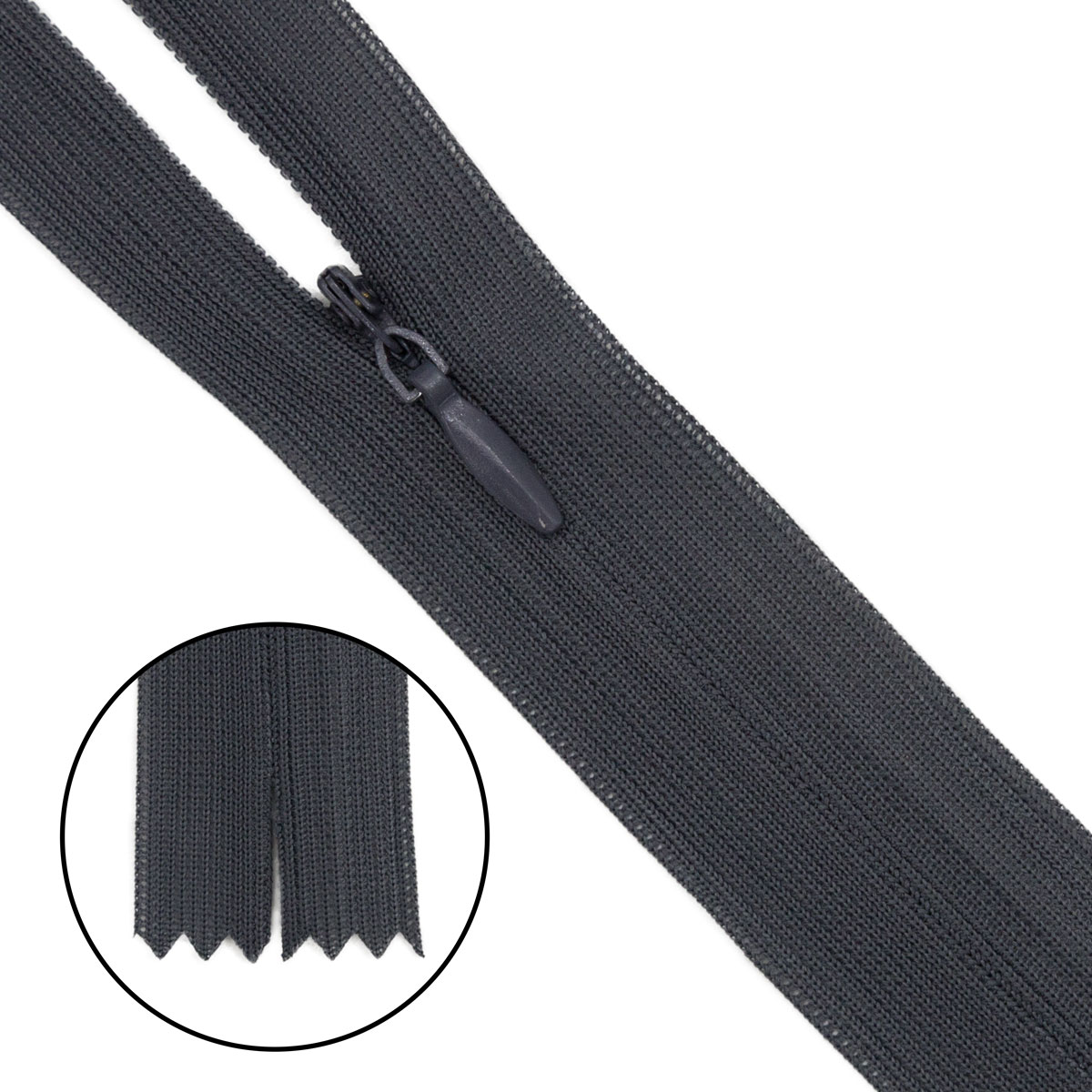 

Молния потайная нераз.т3 50см (нейлон) (F311 т.серый), 10 шт