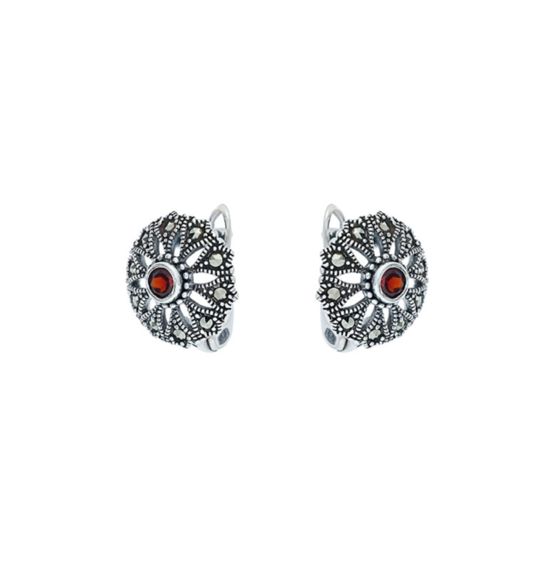 

Серьги из серебра с гранатом/марказитом Марказит HE1079-6907, HE1079-6907