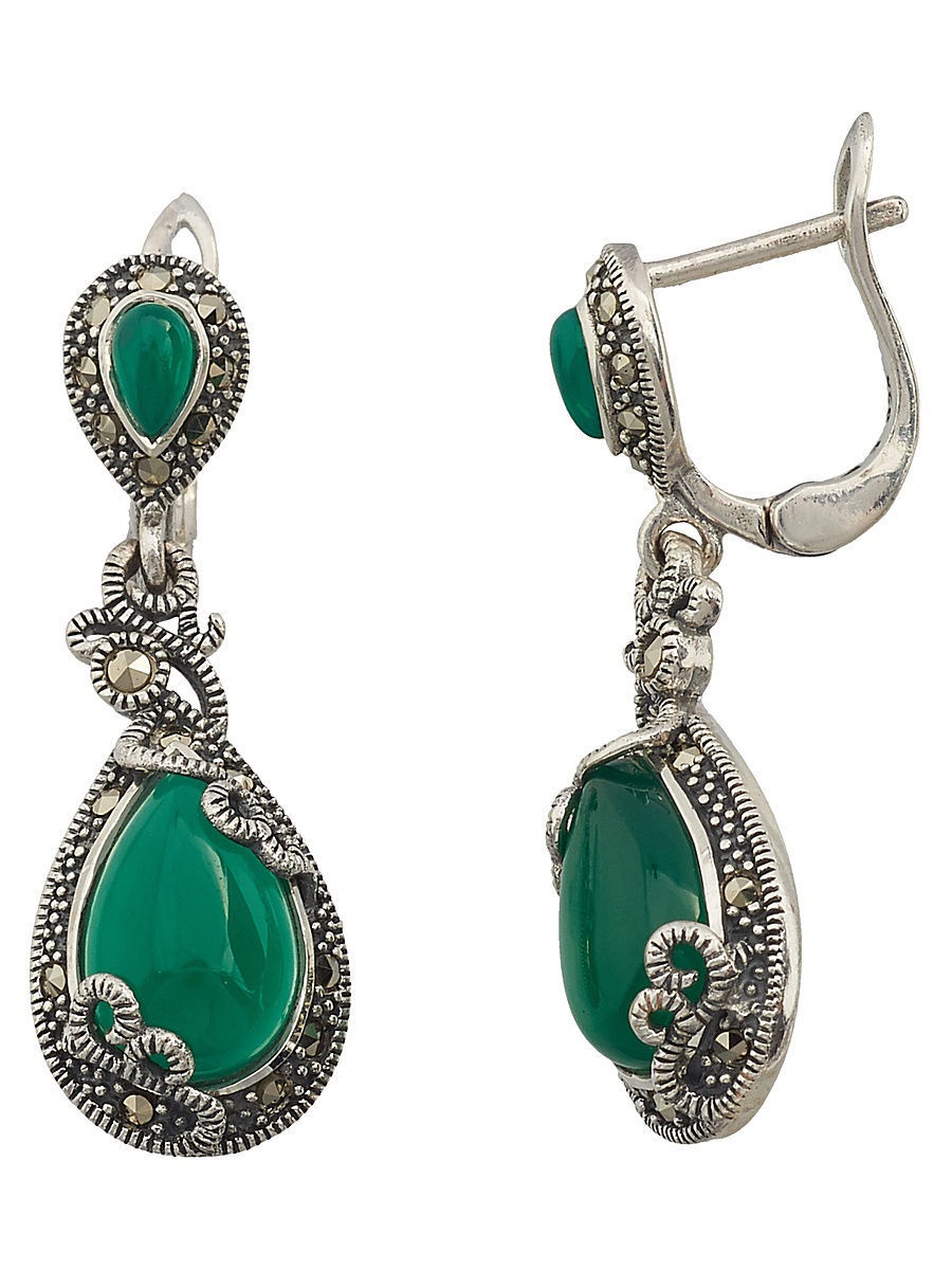 

Серьги из серебра с хризопразом/марказитом Марказит HE958-7471, HE958-7471