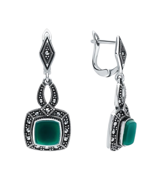 

Серьги из серебра с хризопразом/марказитом Марказит HE848-7260, HE848-7260