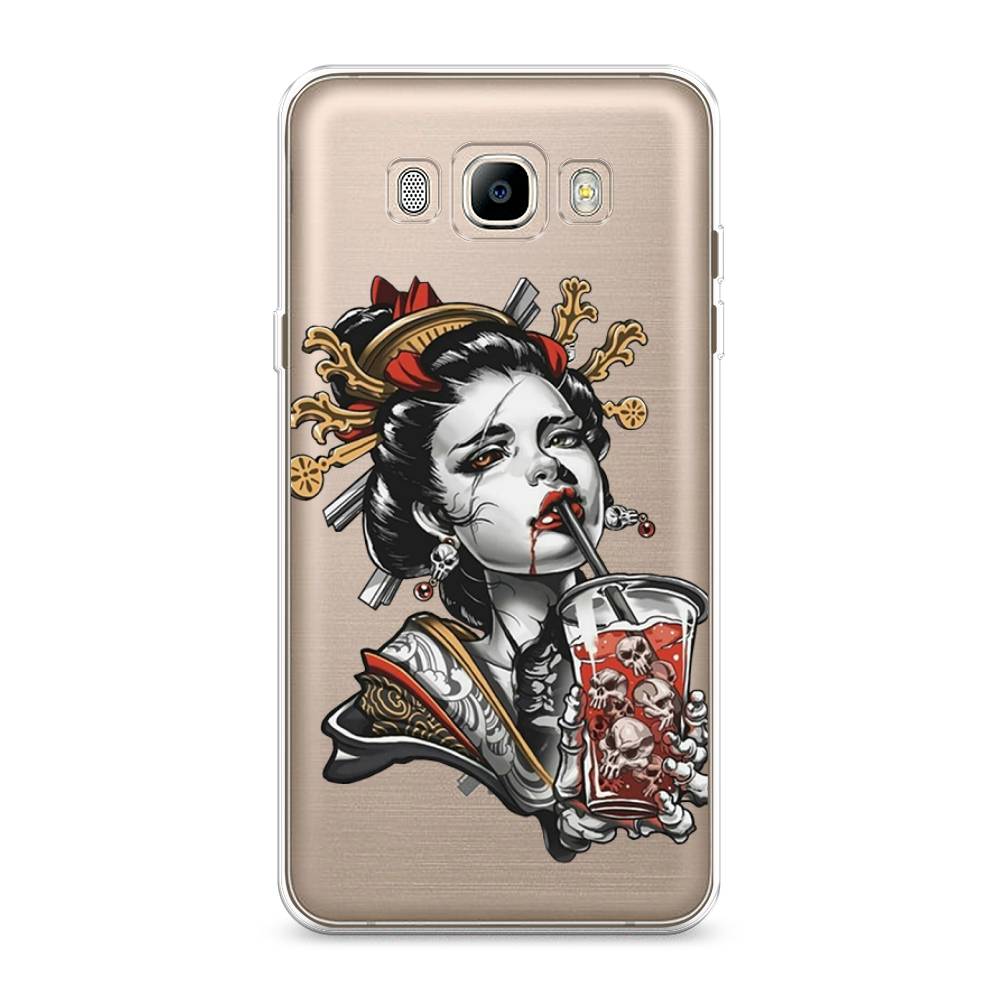 

Чехол на Samsung Galaxy J7 2016 "Опасная гейша", Красный;черный;серый, 23050-4