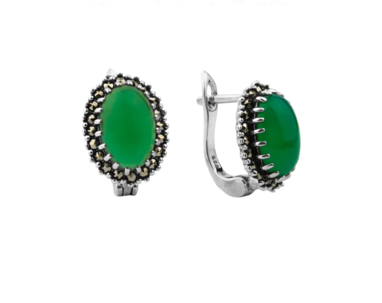 

Серьги из серебра с хризопраз/марказитом Марказит HE945-8332, HE945-8332