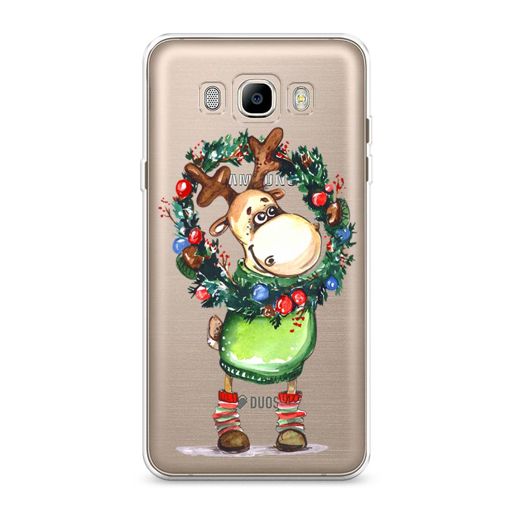 

Чехол на Samsung Galaxy J7 2016 "Олень с новогодним венком", 23050-4