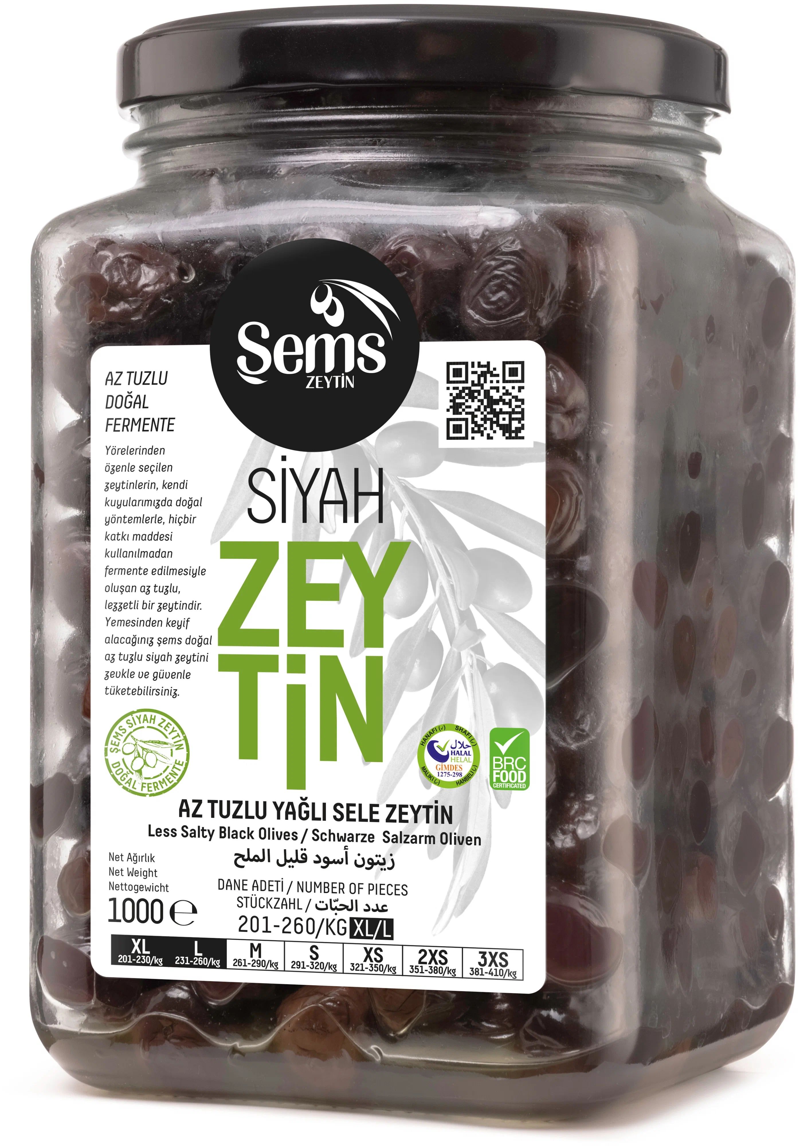 Оливки Sems zeytin 2XS с косточкой в маринаде 1 кг