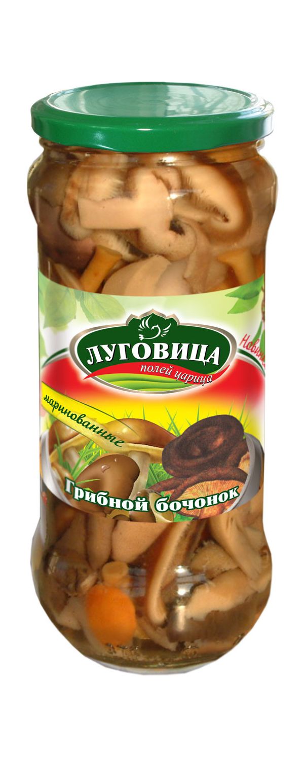 Грибное ассорти Луговица Грибной бочонок маринованное 370 г